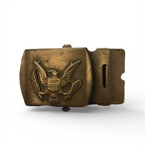 Vintage U.S. Army Eagle Solid Brass Belt Buckle Made in USA
